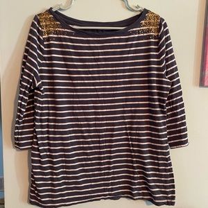 Merona Striped 3/4 Sleeve Top Size XL